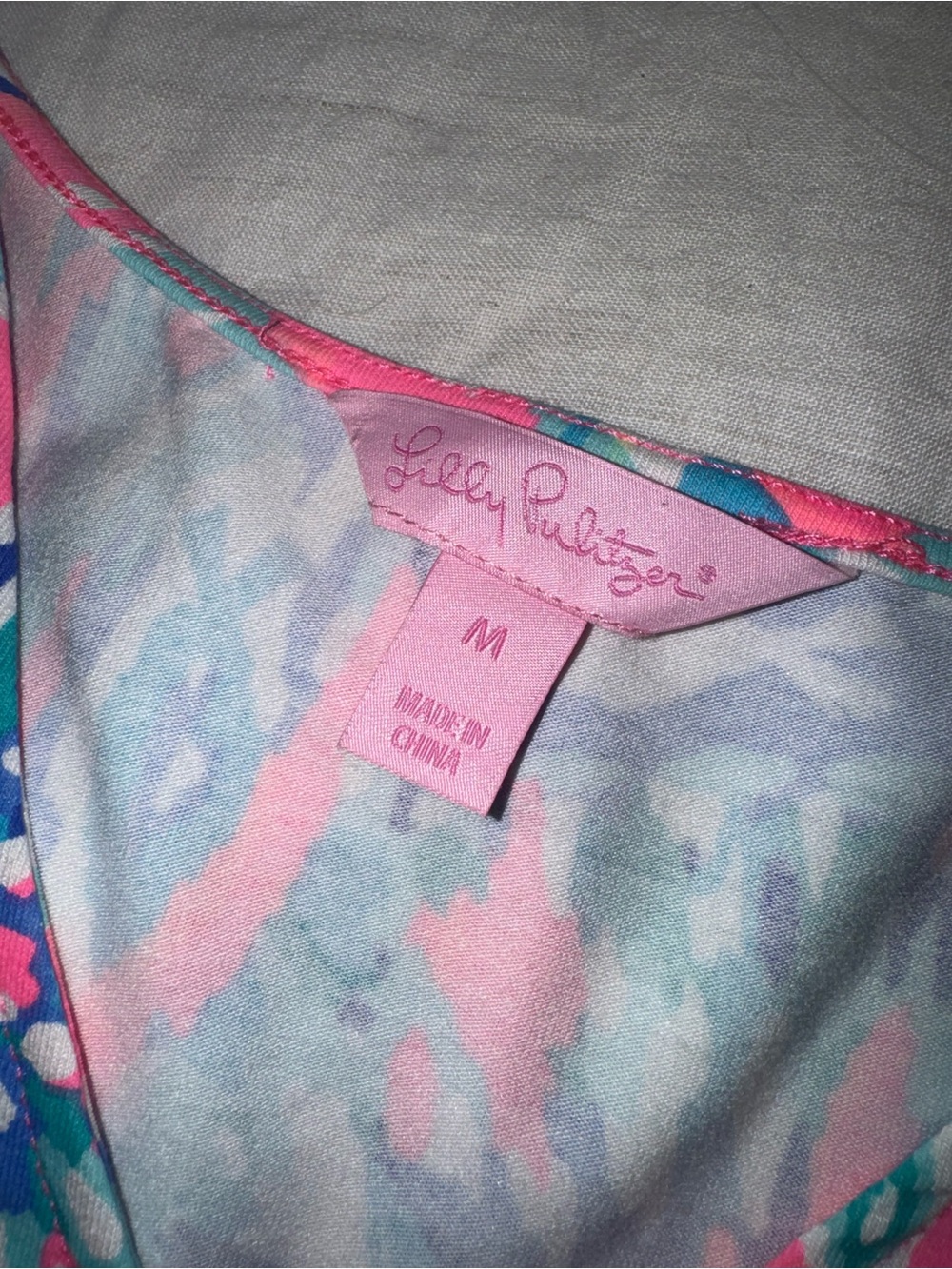 Lilly Pulitzer Sleeveless V-Neck Printed Jumpsuit in Pink & Blue - Picture 7 of 7